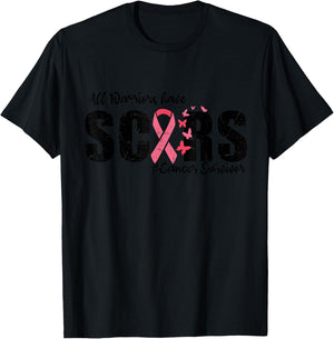 All Warriors Have Scars Breast Cancer Survivor Fighter Women T-Shirt - T-Shirt | Black