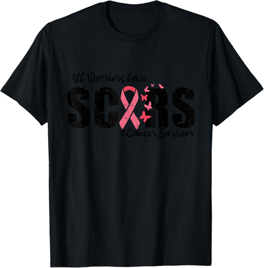 All Warriors Have Scars Breast Cancer Survivor Fighter Women T-Shirt - T-Shirt | Black