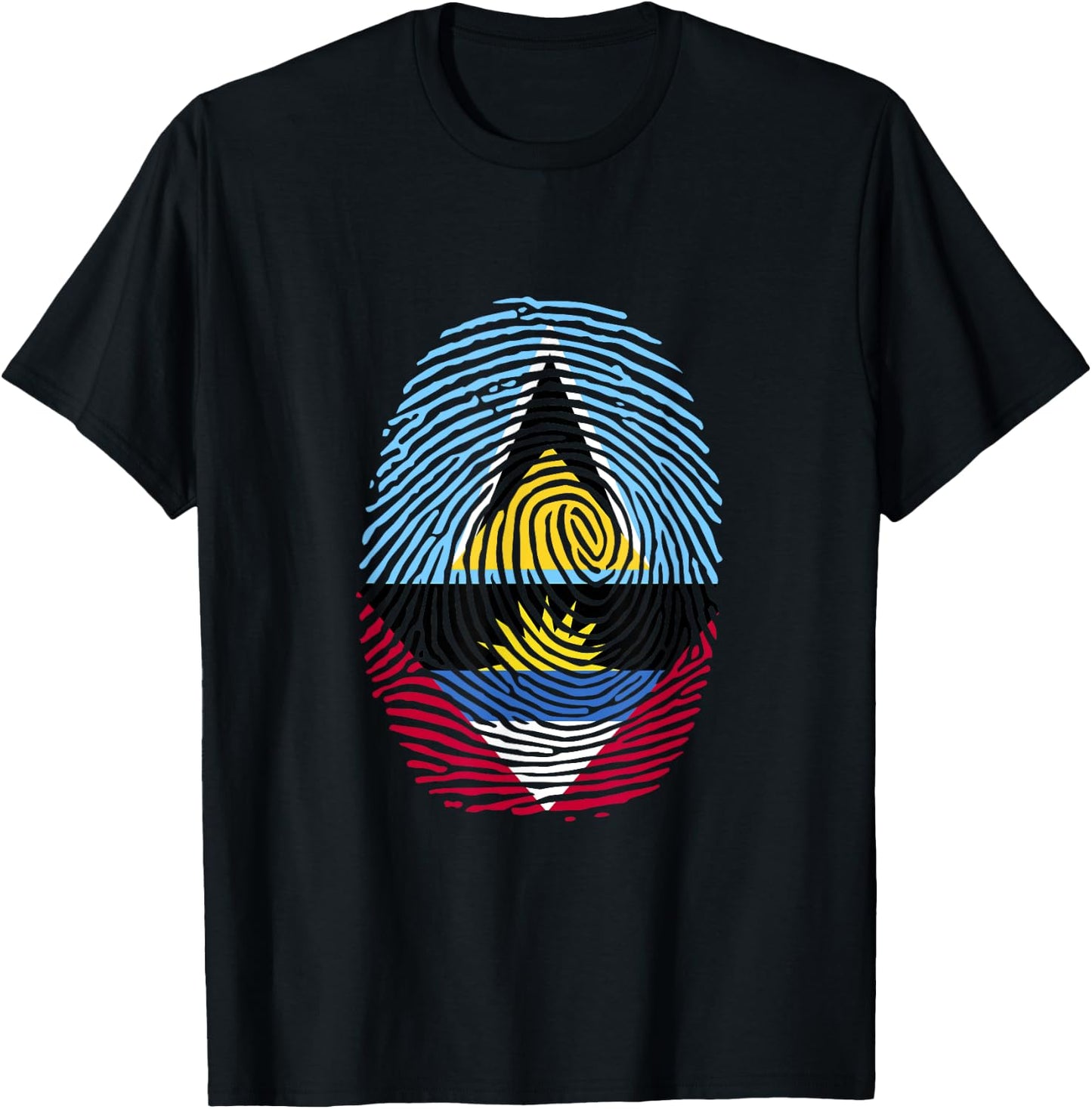 St Lucia and Antigua Fingerprint Saint Lucian Antiguan Roots T-Shirt - T-Shirt | Black