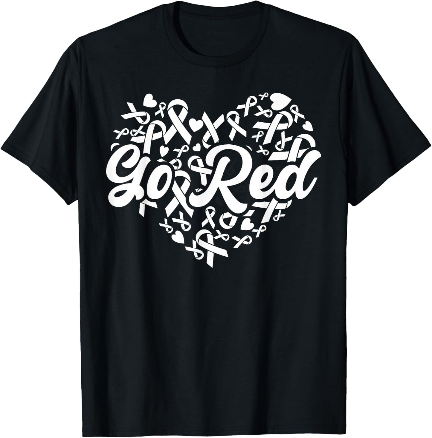 February Heart Disease Awareness Month Red Heart American T-Shirt - T-Shirt | Black