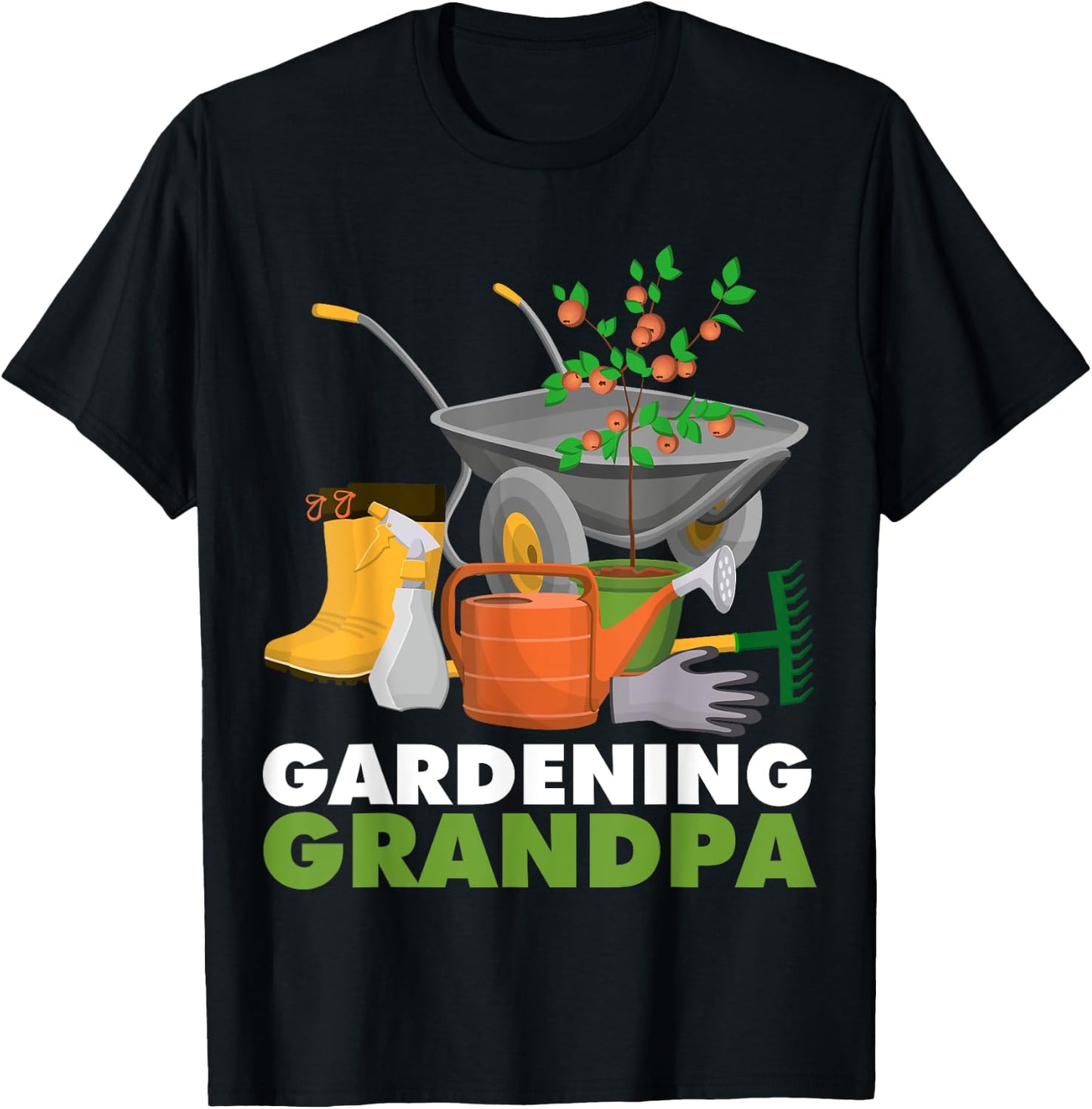 Gardening Grandpa Funny Vegetable Gardener Garden Enthusiast T-Shirt - T-Shirt | Black