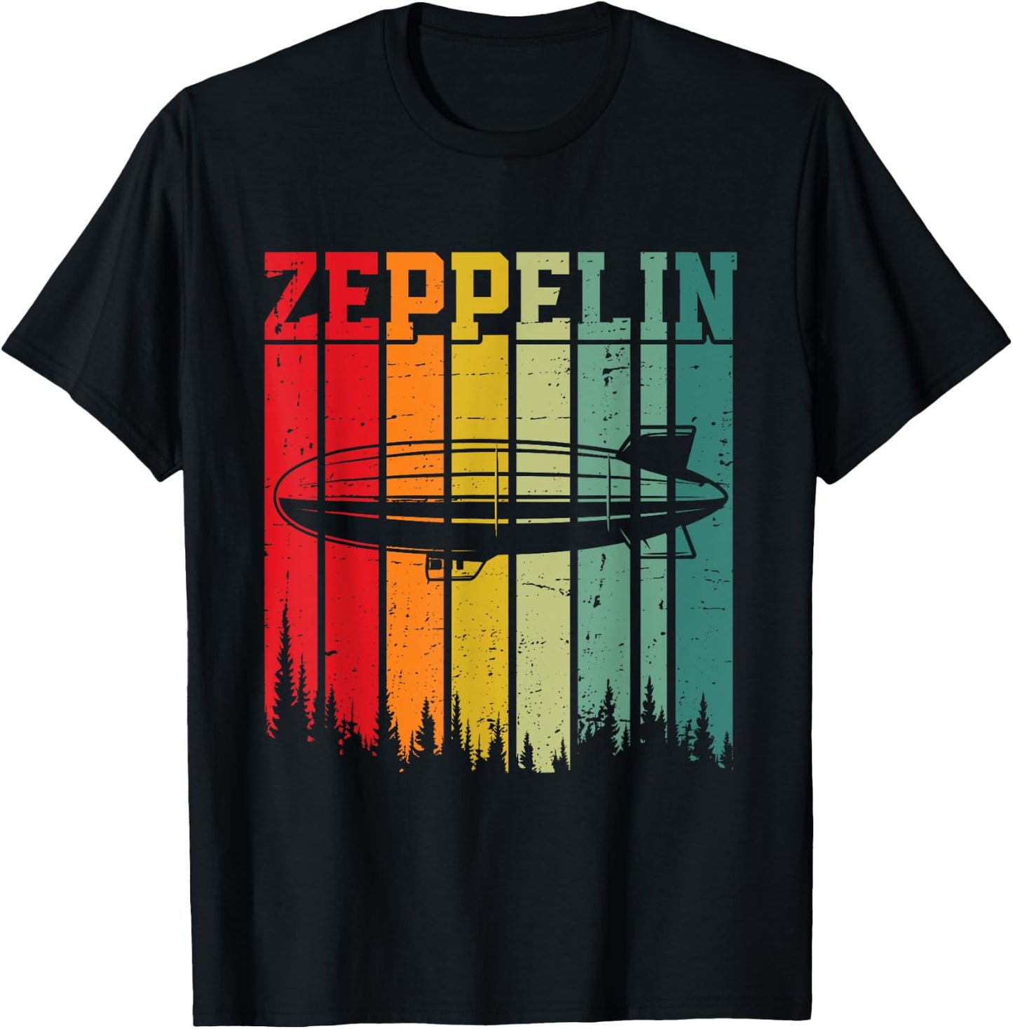 Retro Zeppelin 70s 80s Dirigible Airship Zepelin Zepplin T-Shirt - T-Shirt | Black