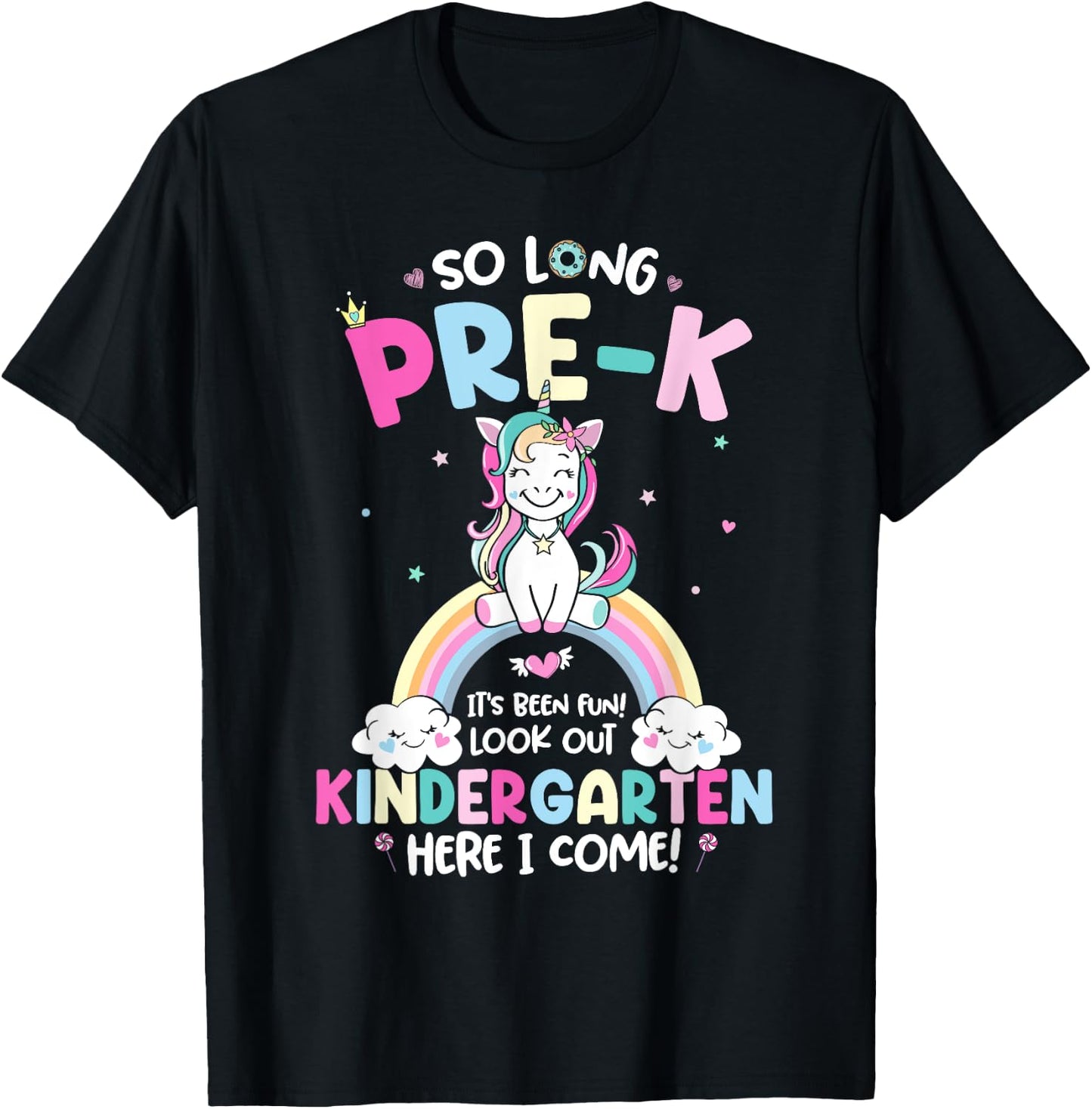 So Long Pre-K Kindergarten Grade Here I Come Unicorn Kid T-Shirt - T-Shirt | Black