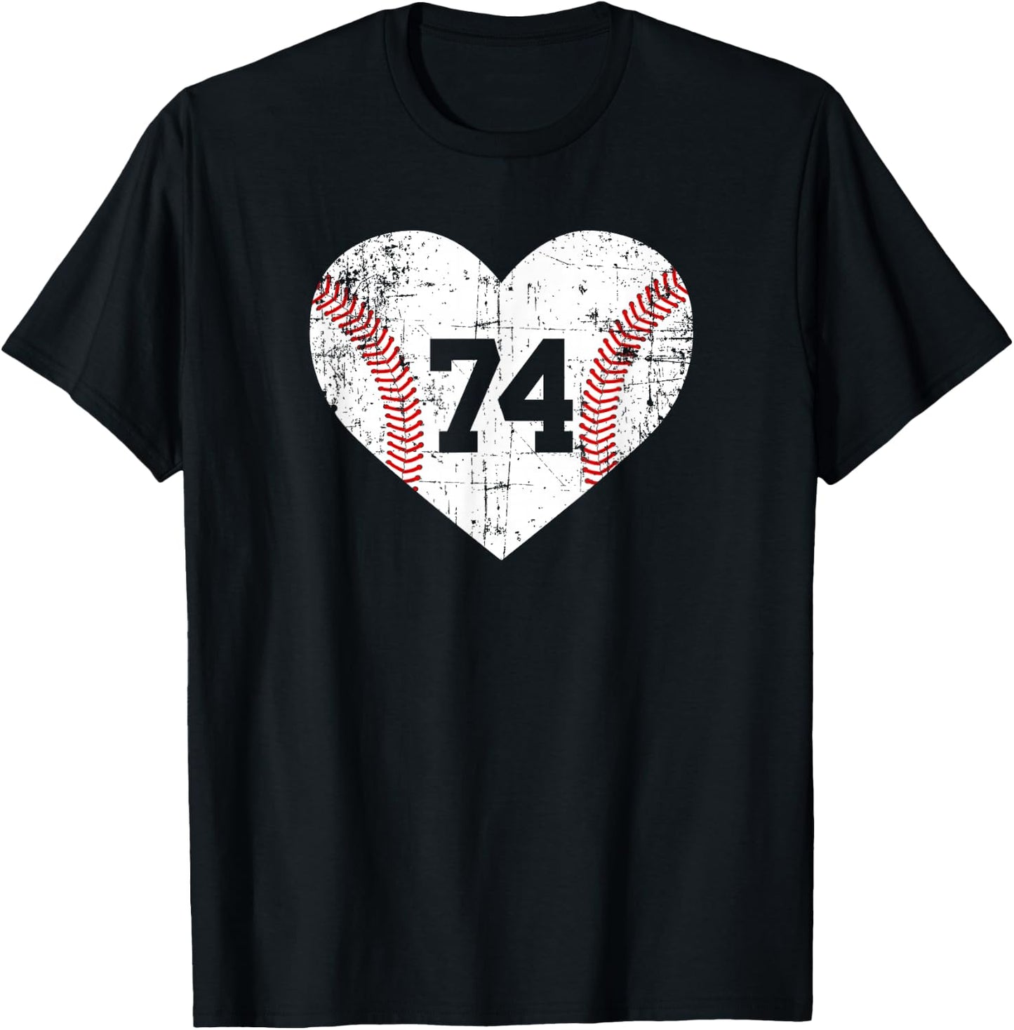 Vintage Baseball 74 Jersey Number T-Shirt - T-Shirt | Black