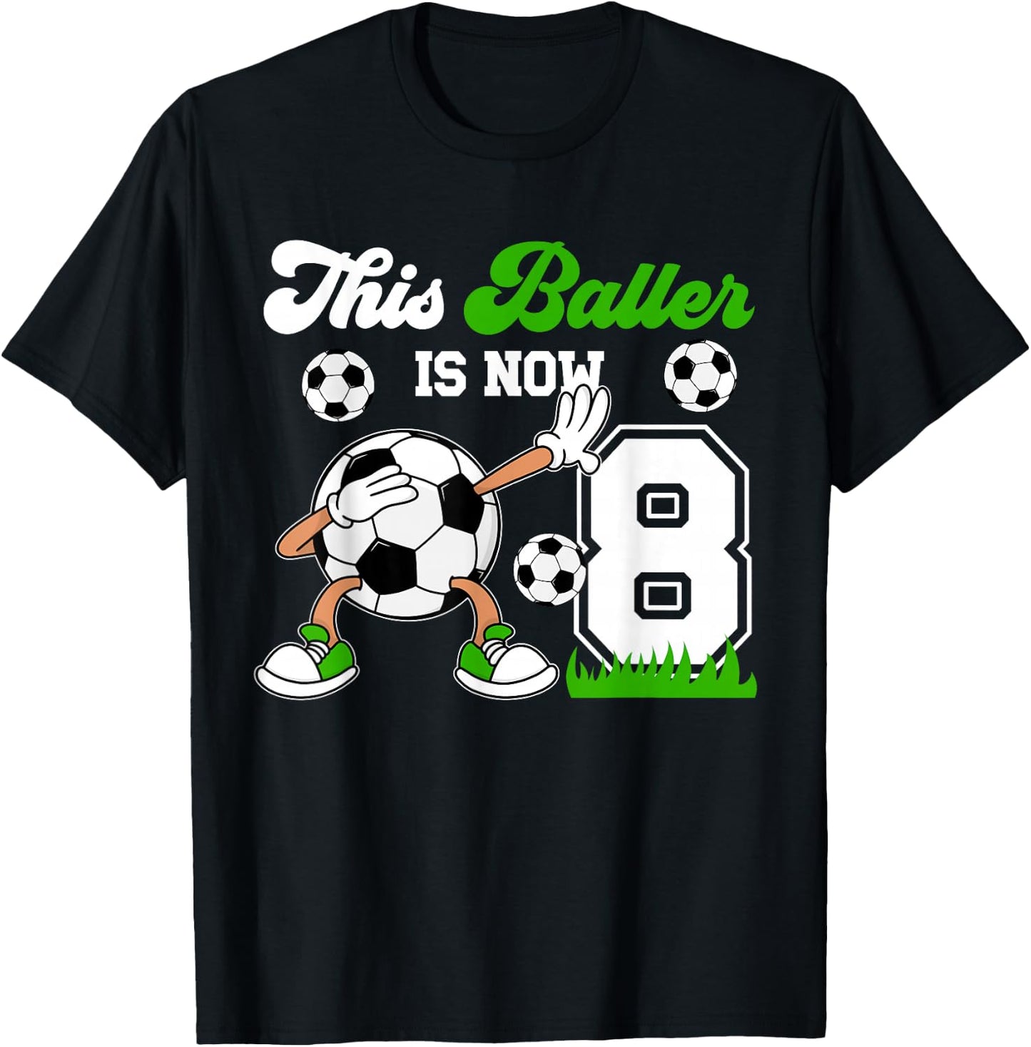 8th Birthday Soccer Boy Eight Year Old Soccer Player T-Shirt - T-Shirt | Black