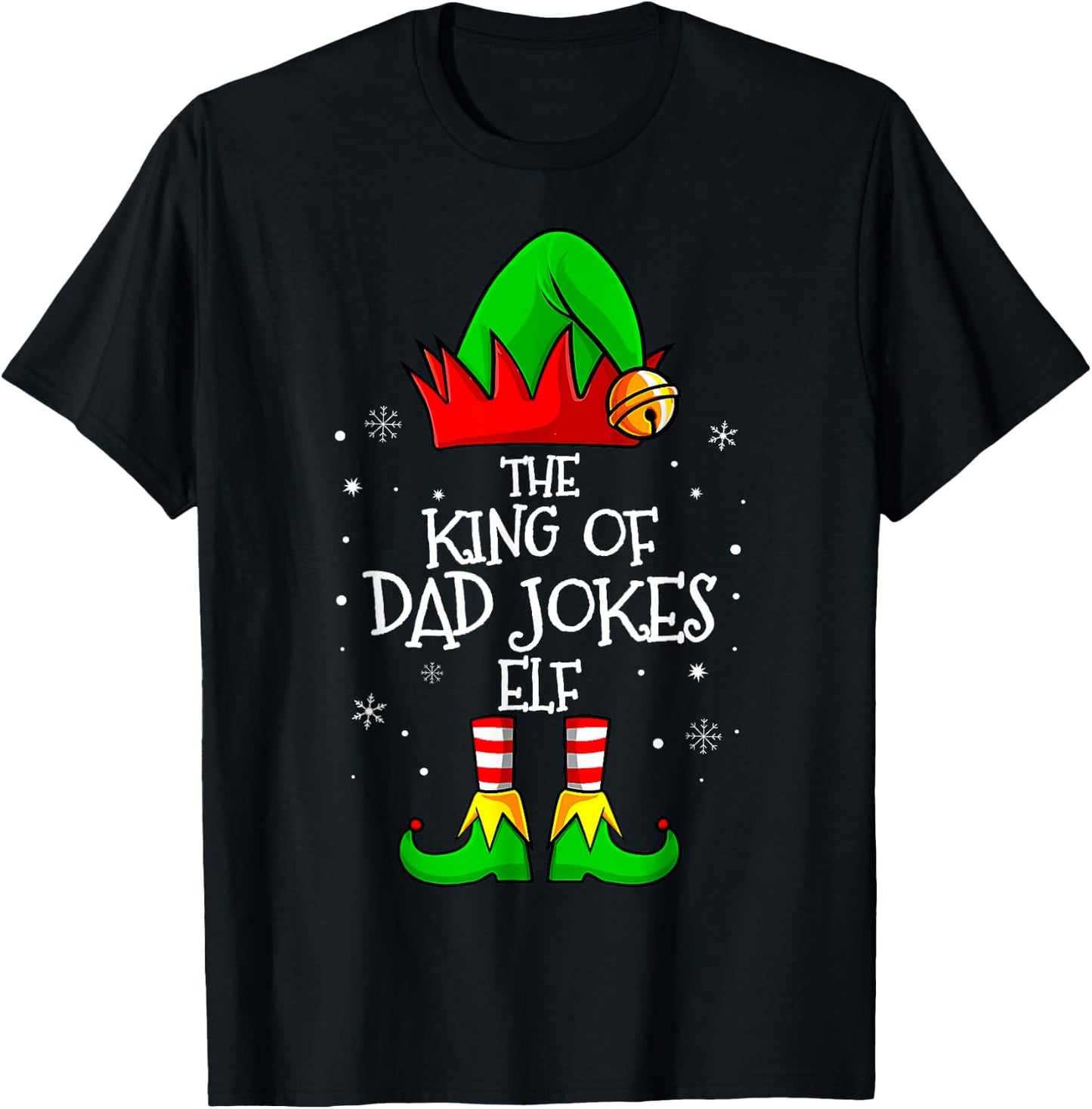 The King Of Dad Jokes Elf Group Matching Family Christmas T-Shirt - T-Shirt | Black