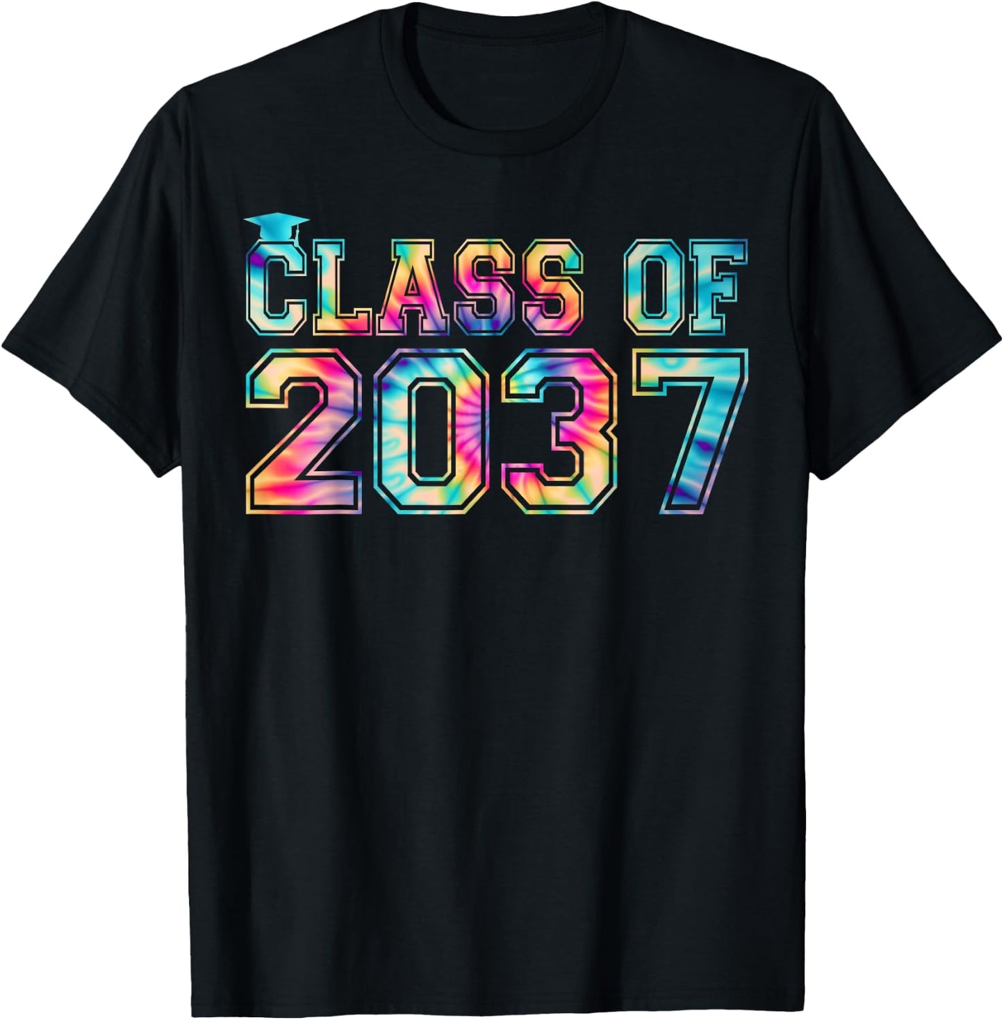 Class Of 2037 Pre-K Graduate Preschool Tie Dye Graduation T-Shirt - T-Shirt | Black