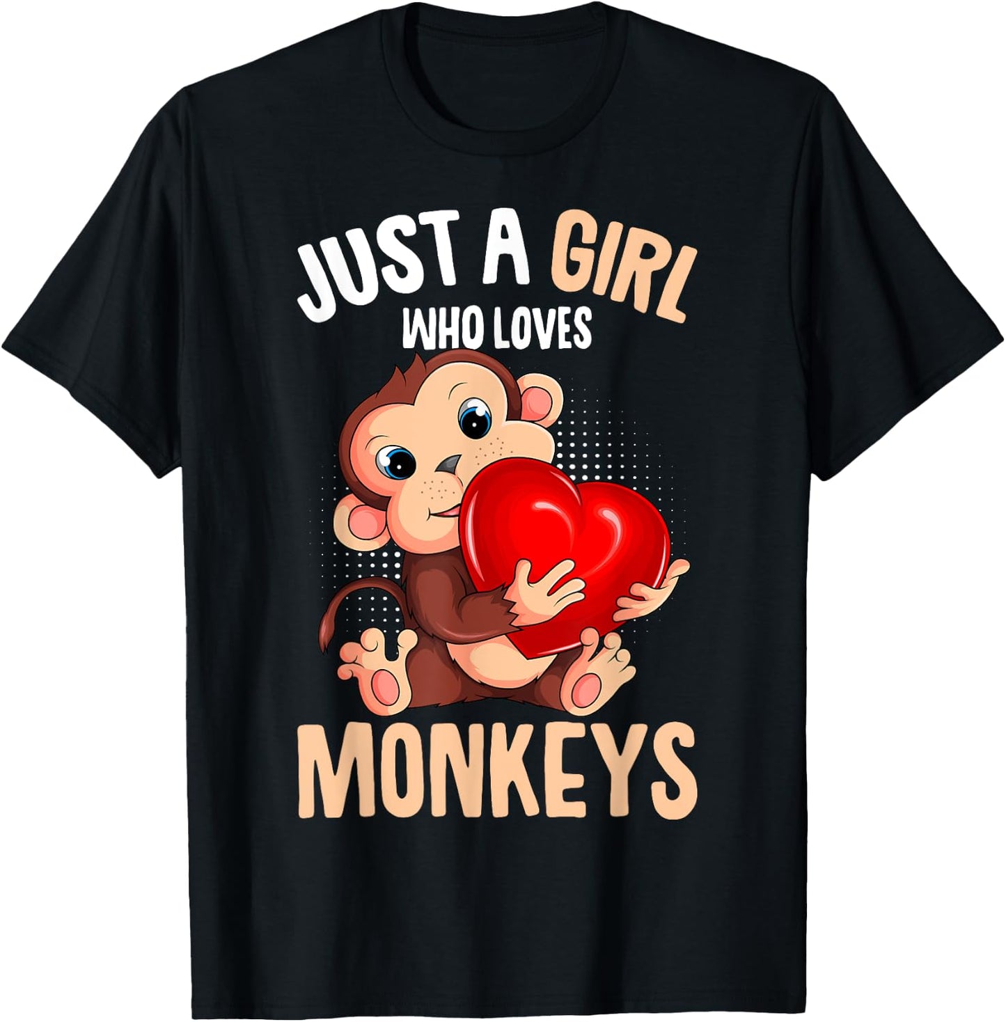 Just A Girl Who Loves Monkeys Girls Kids Monkey T-Shirt - T-Shirt | Black
