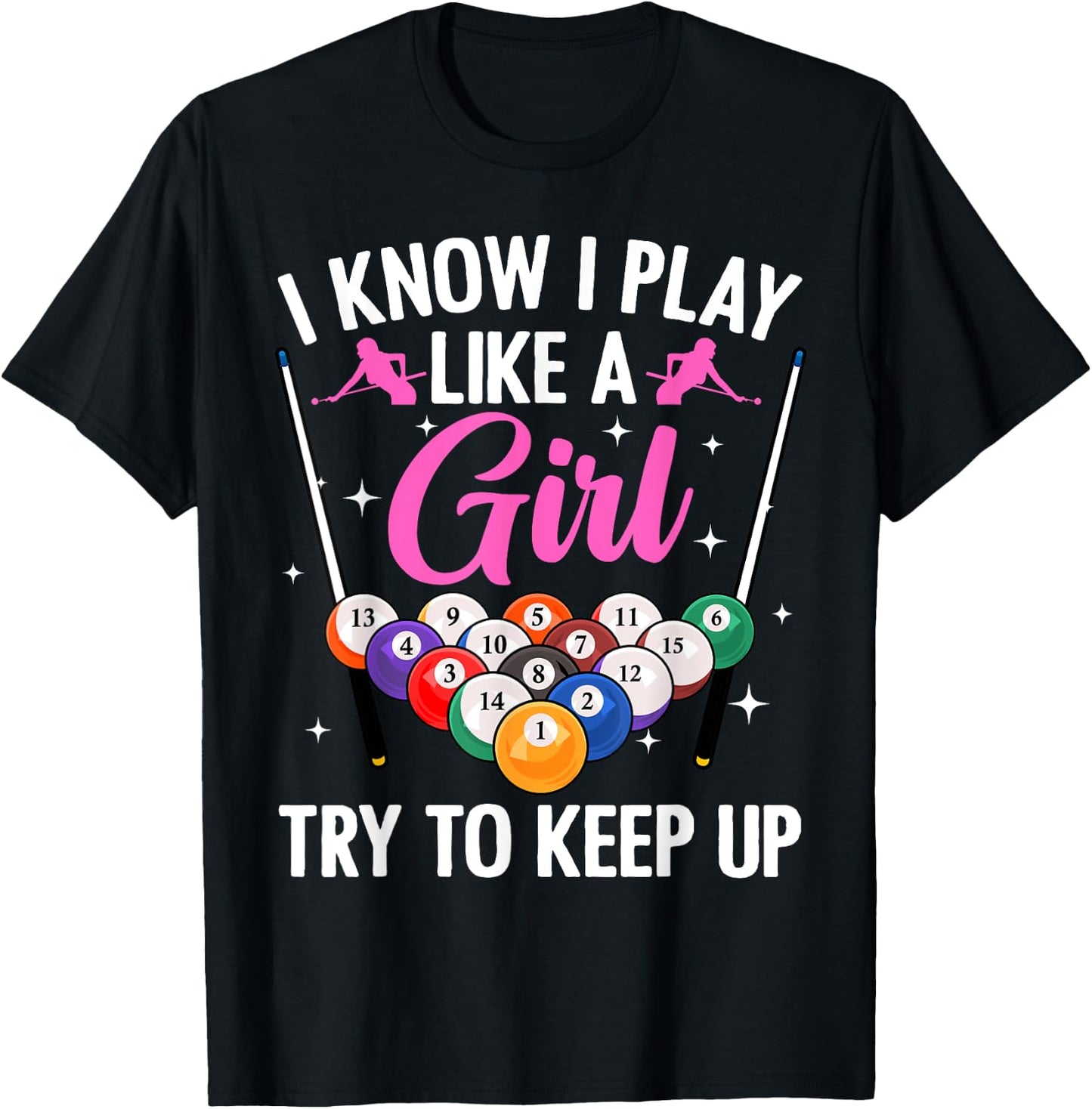 Funny Billiards Design Girls Pool Billiard Player T-Shirt - T-Shirt | Black