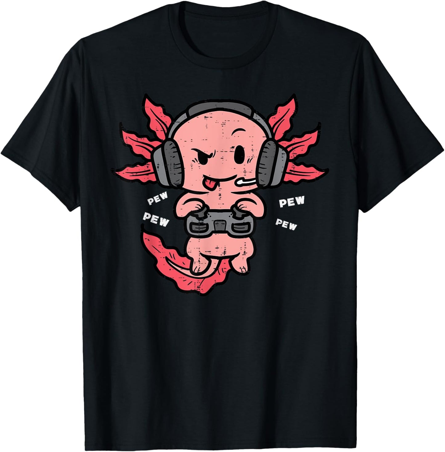Gamer Axolotl Funny Video Gaming Men Boys Kids Youth Teens T-Shirt - T-Shirt | Black