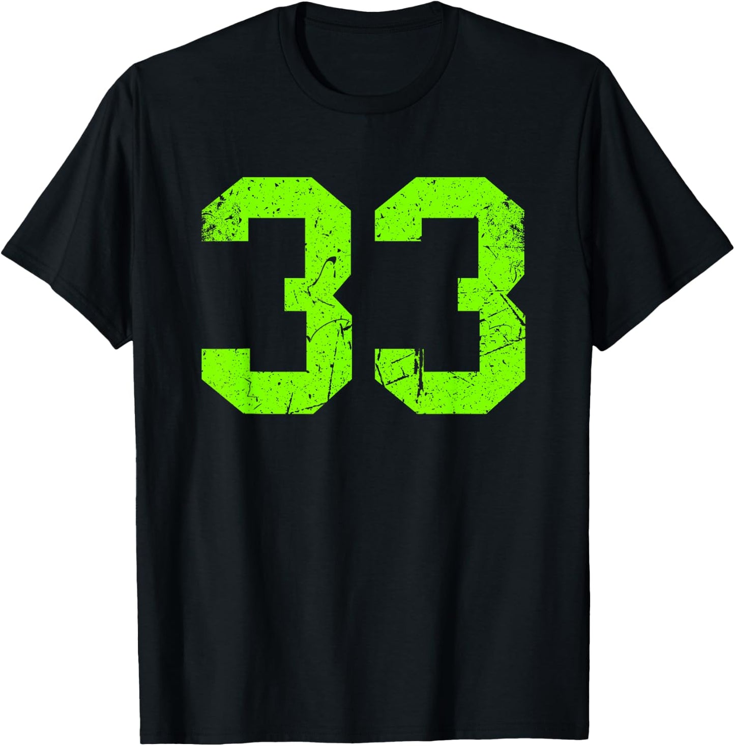 Vintage Green Sports Team Number #33 T-Shirt - T-Shirt | Black