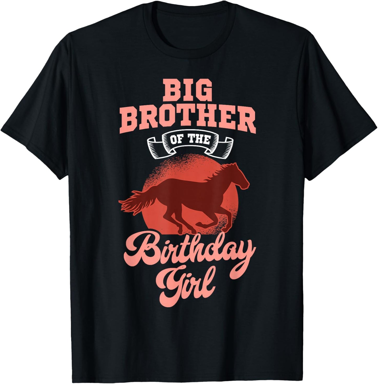 Big Brother Of The Birthday Girl Horse Family Bday T-Shirt - T-Shirt | Black