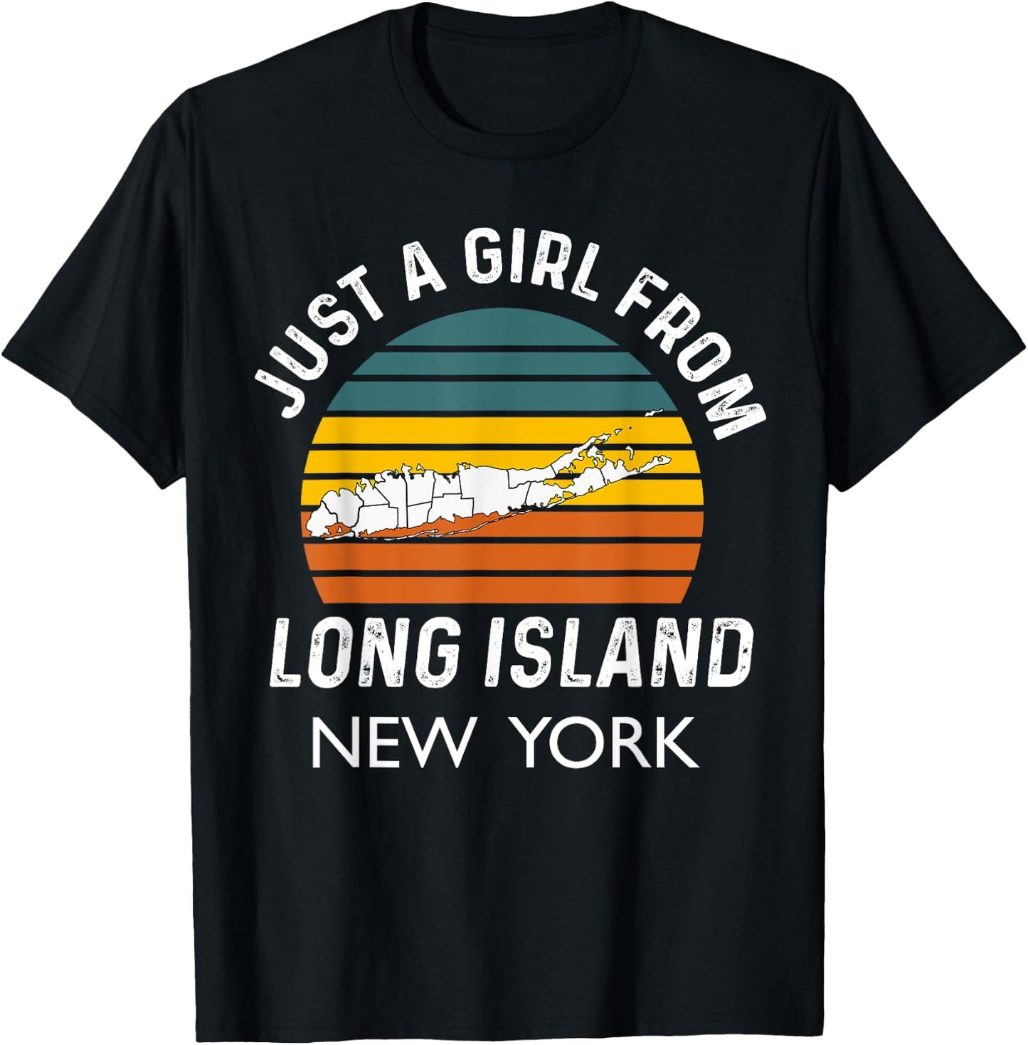 Long Island NY Souvenir Native Long Islander Map NYC Girls T-Shirt - T-Shirt | Black