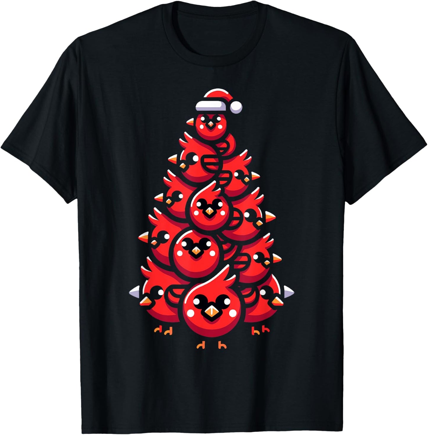 Cardinal Birds Christmas Tree Funny Cardinal Birds Xmas T-Shirt - T-Shirt | Black