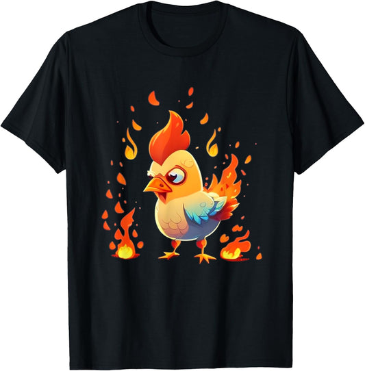 Funny looking Fire Chicken T-Shirt - T-Shirt | Black