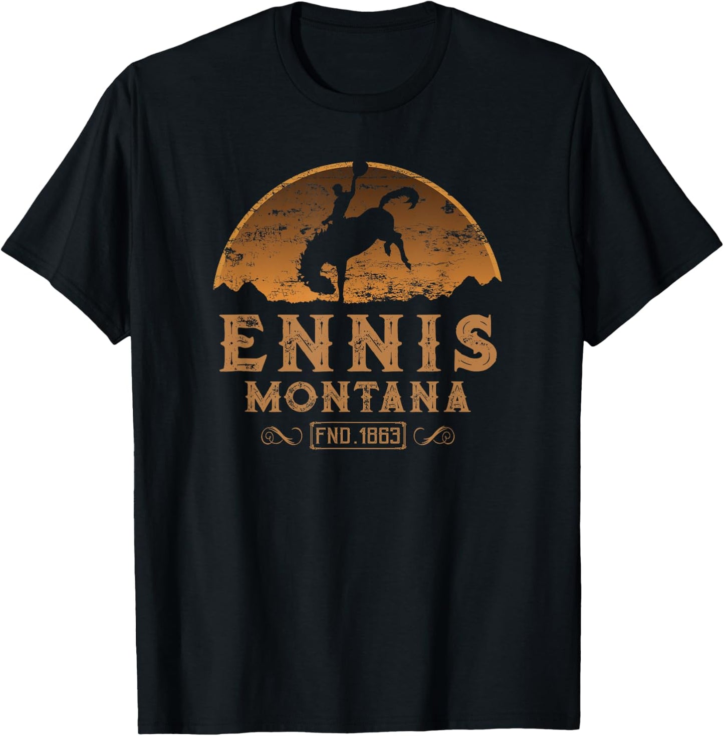 Ennis Montana MT Wild West Rodeo Cowboy T-Shirt - T-Shirt | Black