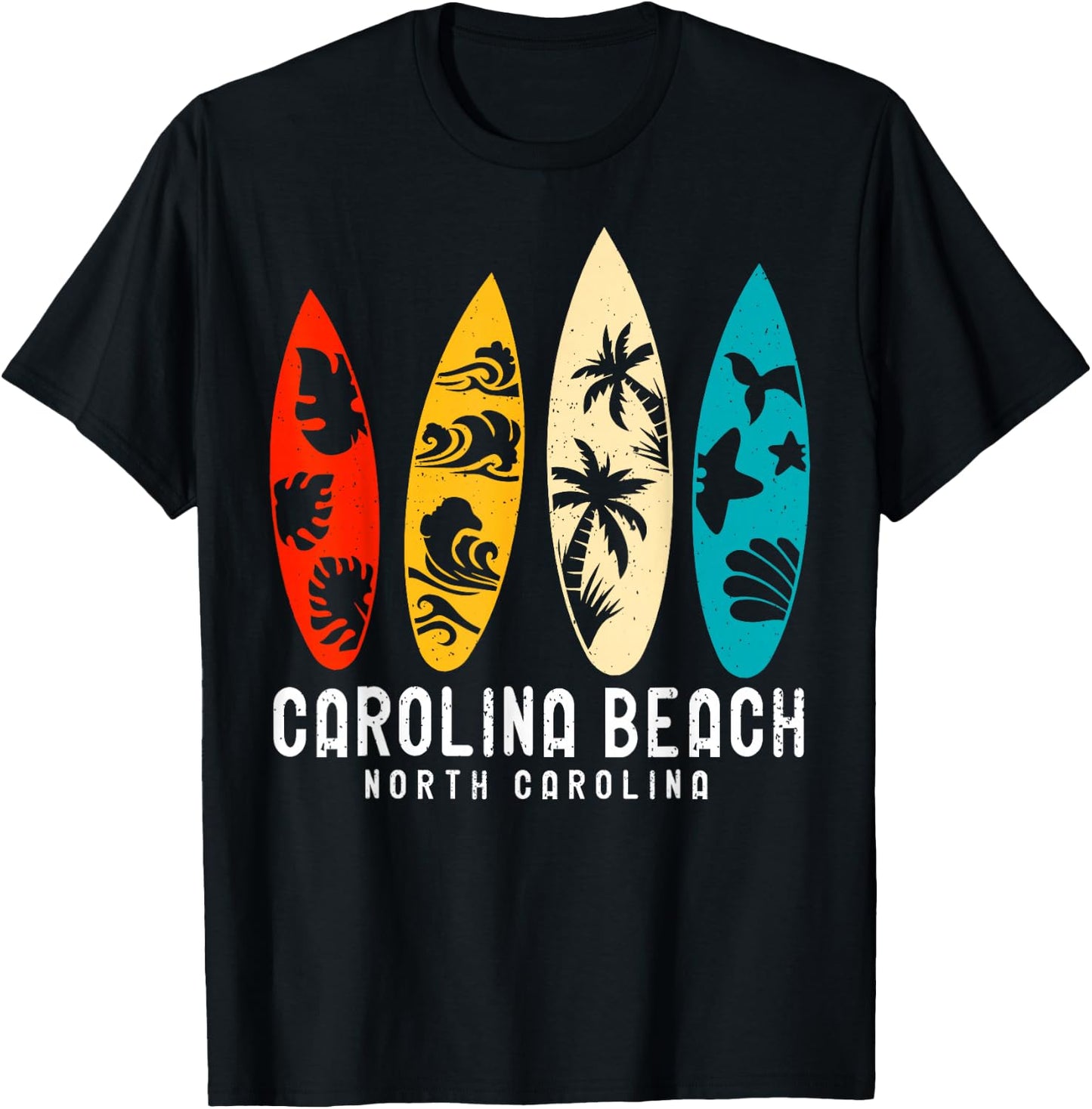 Vintage Carolina Beach North Carolina Beach Surfing T-Shirt - T-Shirt | Black