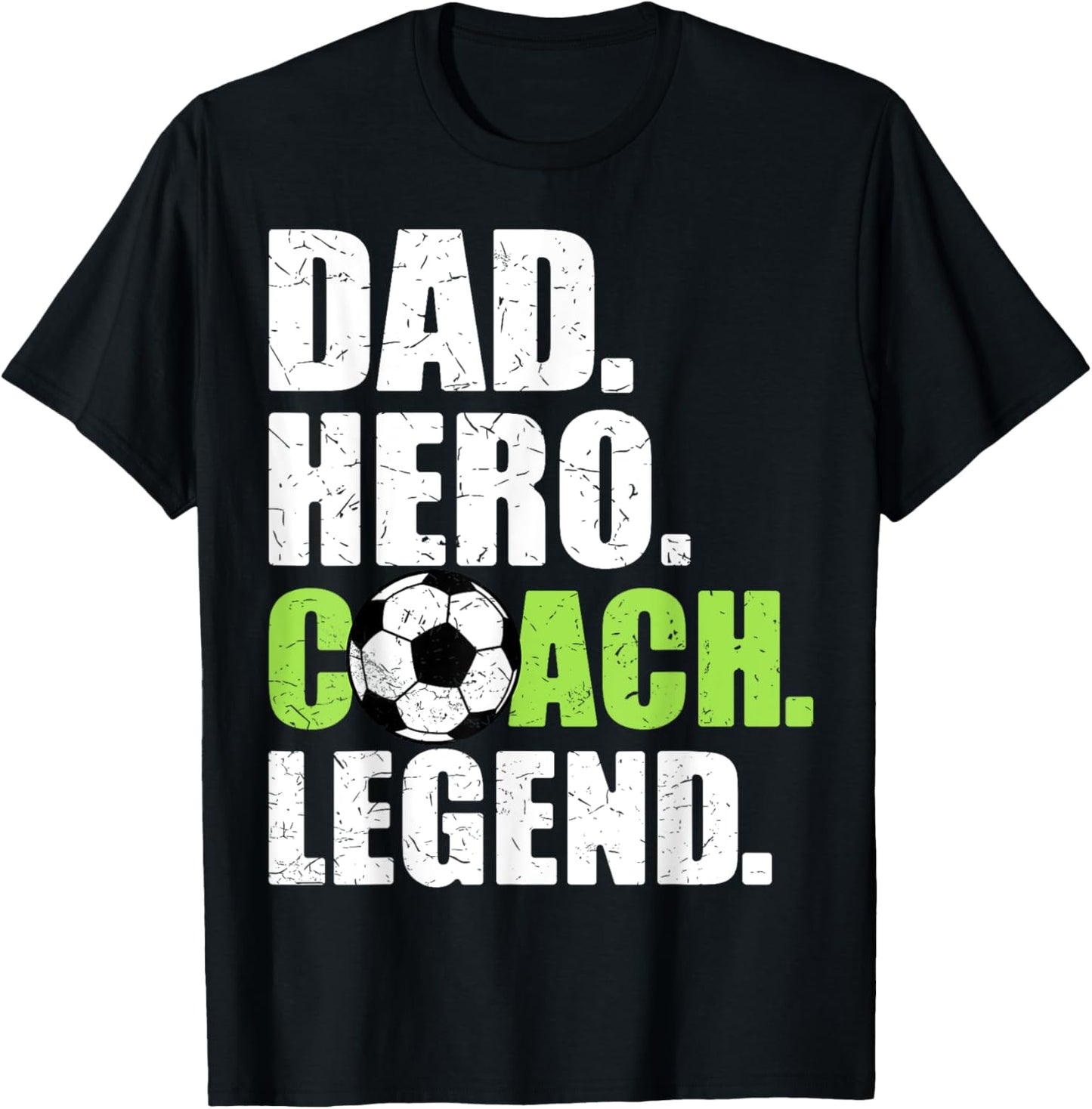 Dad Hero Coach Legend Father Papa Daddy Soccer Coach T-Shirt - T-Shirt | Black