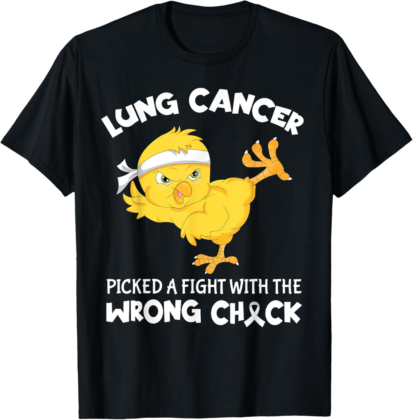 Lung Cancer Picked A Fight The Wrong Chick Funny Lung Cancer T-Shirt - T-Shirt | Black