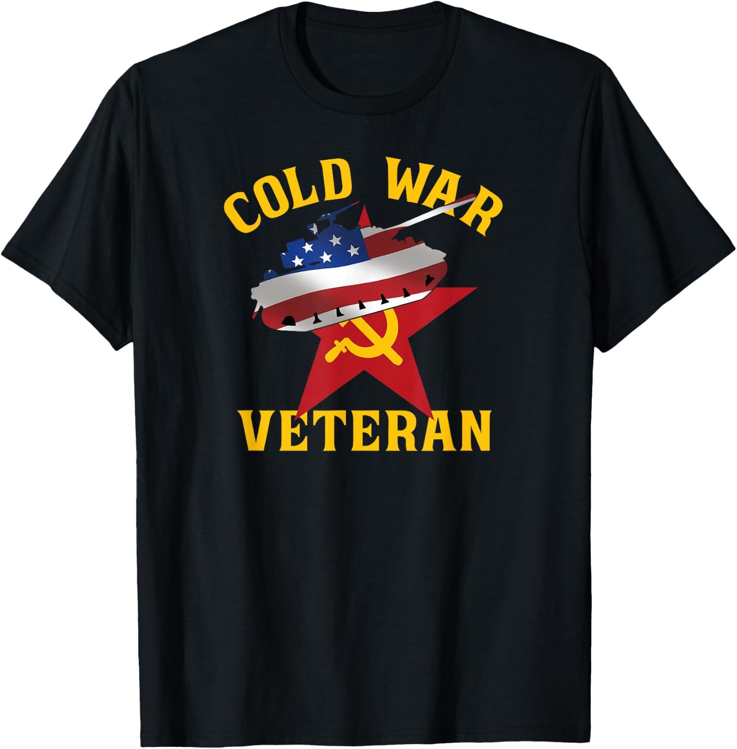 Proud Cold War Veteran US Flag Patriotic Military T-Shirt - T-Shirt | Black