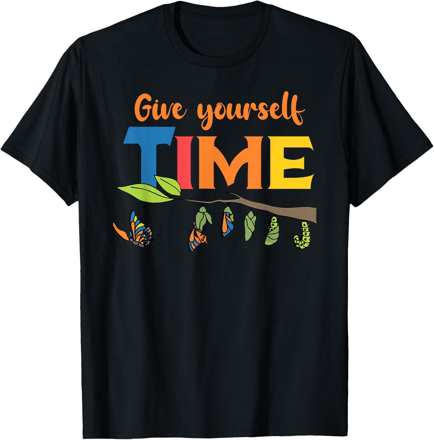 Retro Give Yourself Time Insect Monarch Entomology Butterfly T-Shirt - T-Shirt | Black