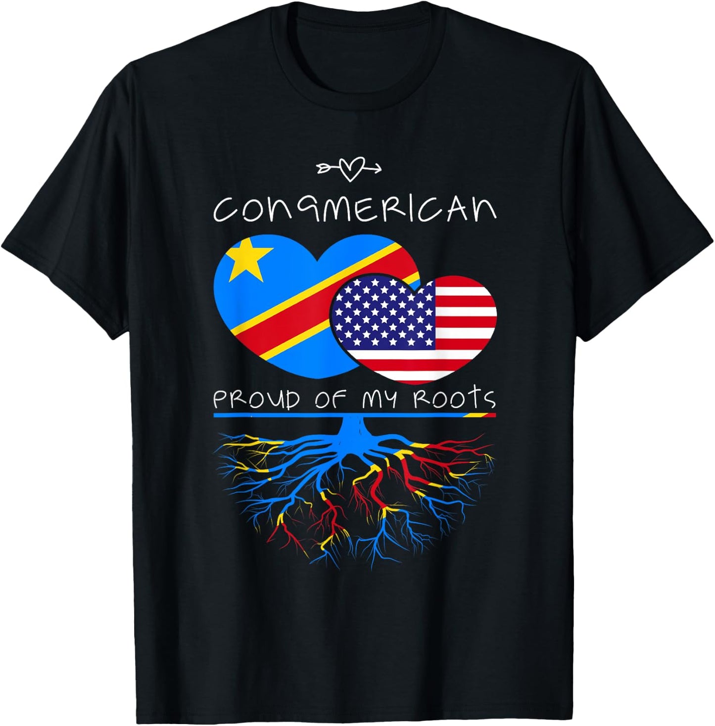 DR Congo USA Proud Of Both Countries Congmerican T-Shirt - T-Shirt | Black