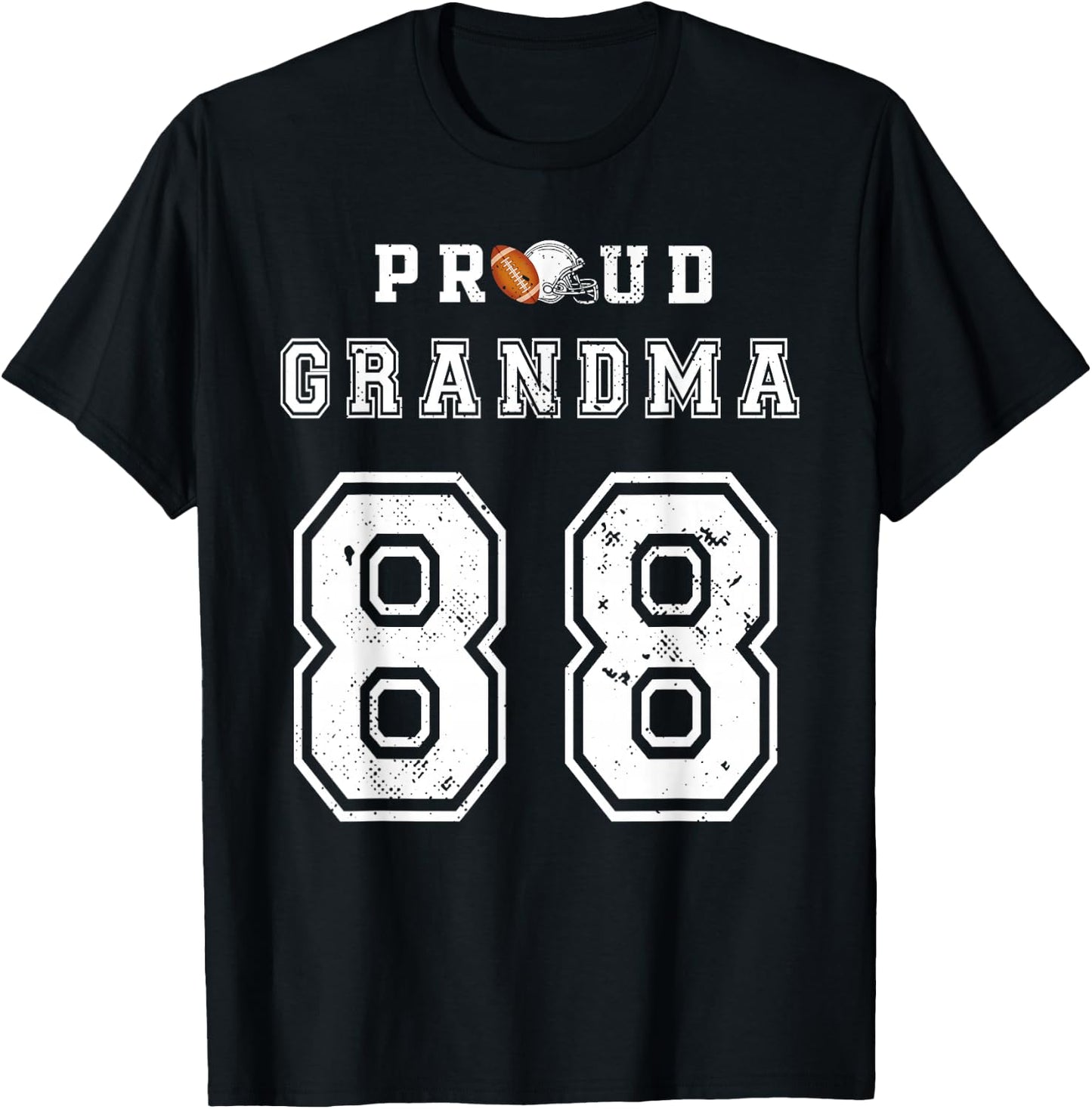 Custom Proud Football Grandma Number 88 Personalized T-Shirt - T-Shirt | Black