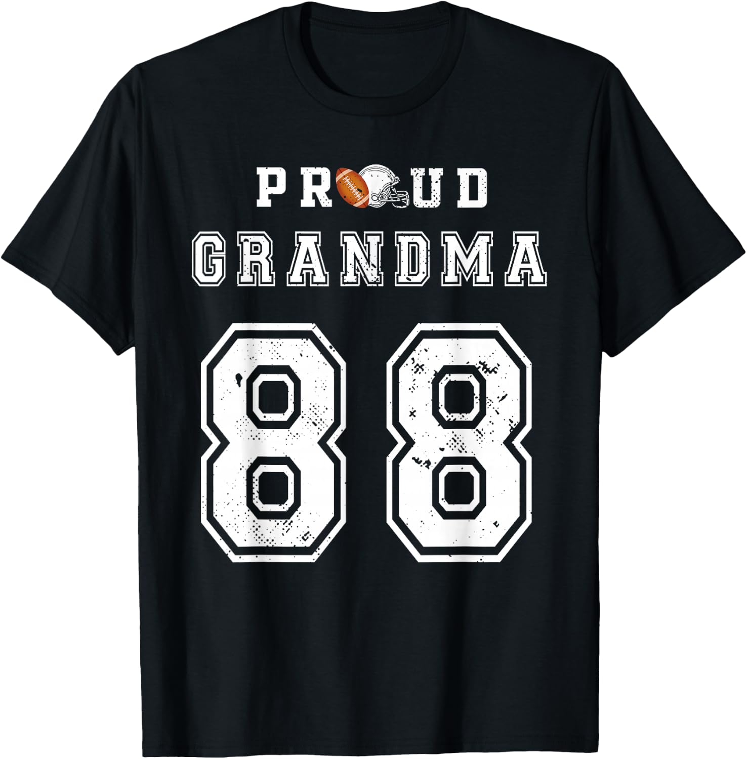 Custom Proud Football Grandma Number 88 Personalized T-Shirt - T-Shirt | Black