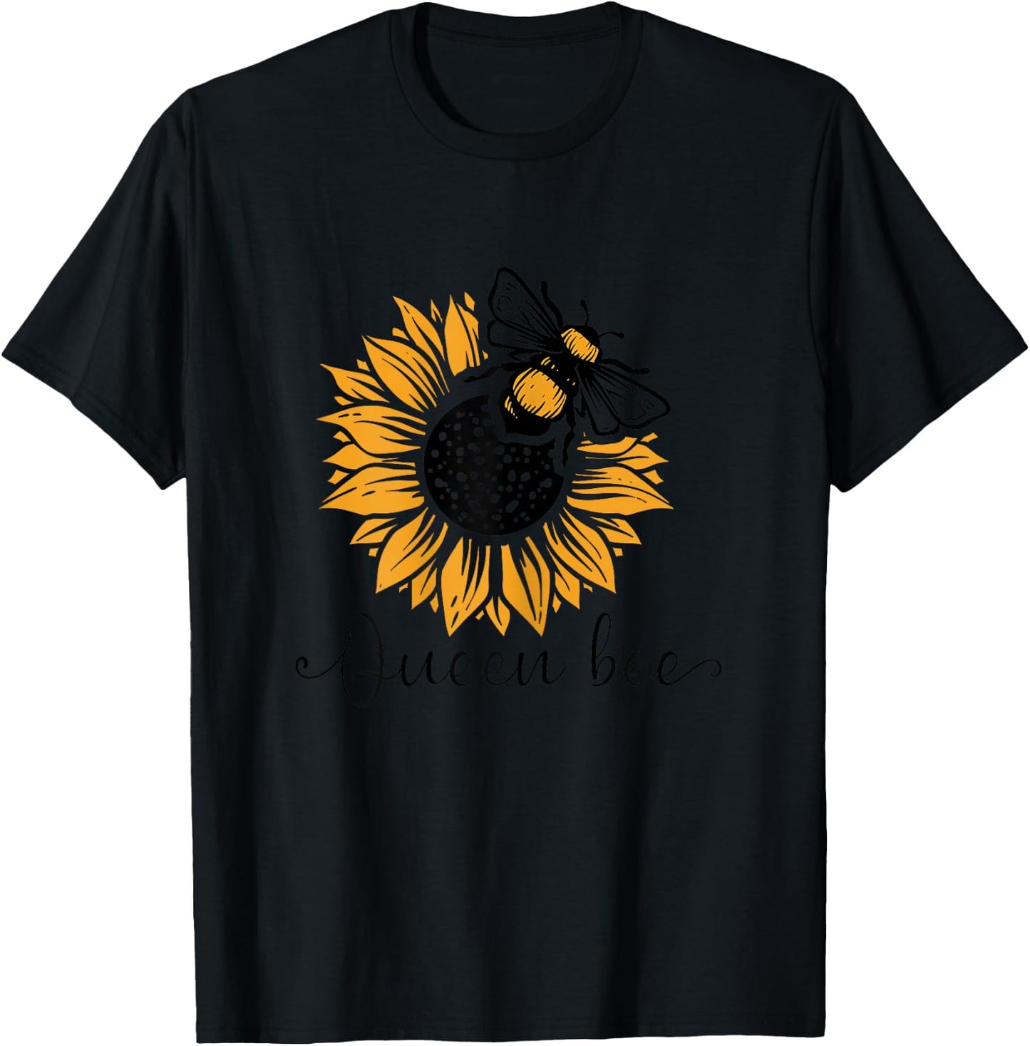 Queen bee and sunflower Beekeeper Beekeeping T-Shirt - T-Shirt | Black