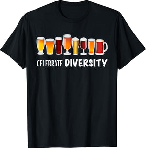 Funny Celebrate Diversity - Beer Clothing and Her T-Shirt - T-Shirt | Black