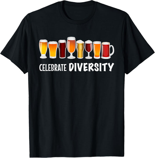 Funny Celebrate Diversity - Beer Clothing and Her T-Shirt - T-Shirt | Black
