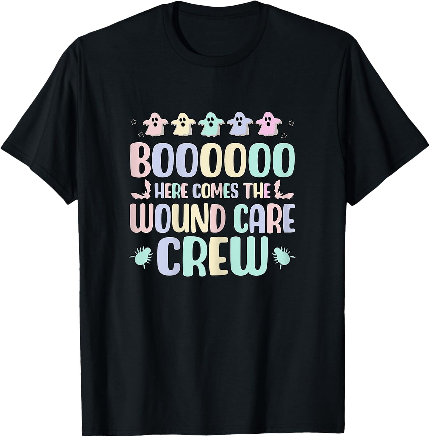 Wound Care Crew, Women Wound Nurse Halloween Ghost T-Shirt - T-Shirt | Black