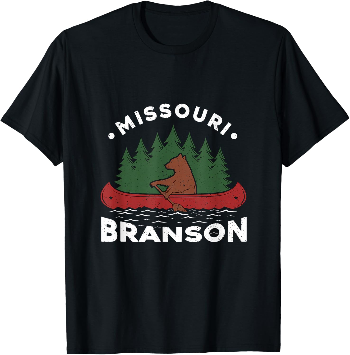 Funny Branson Missouri Bear Vintage Camping Rowing Souvenir T-Shirt - T-Shirt | Black