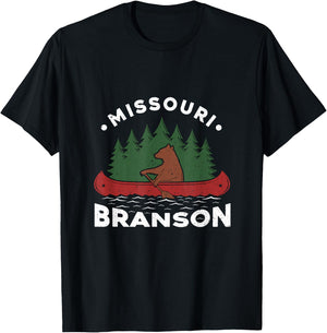Funny Branson Missouri Bear Vintage Camping Rowing Souvenir T-Shirt - T-Shirt | Black