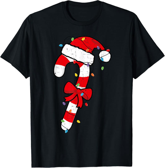 Christmas Candy Cane Santa Xmas Kids Toddler Youth Women Men T-Shirt - T-Shirt | Black