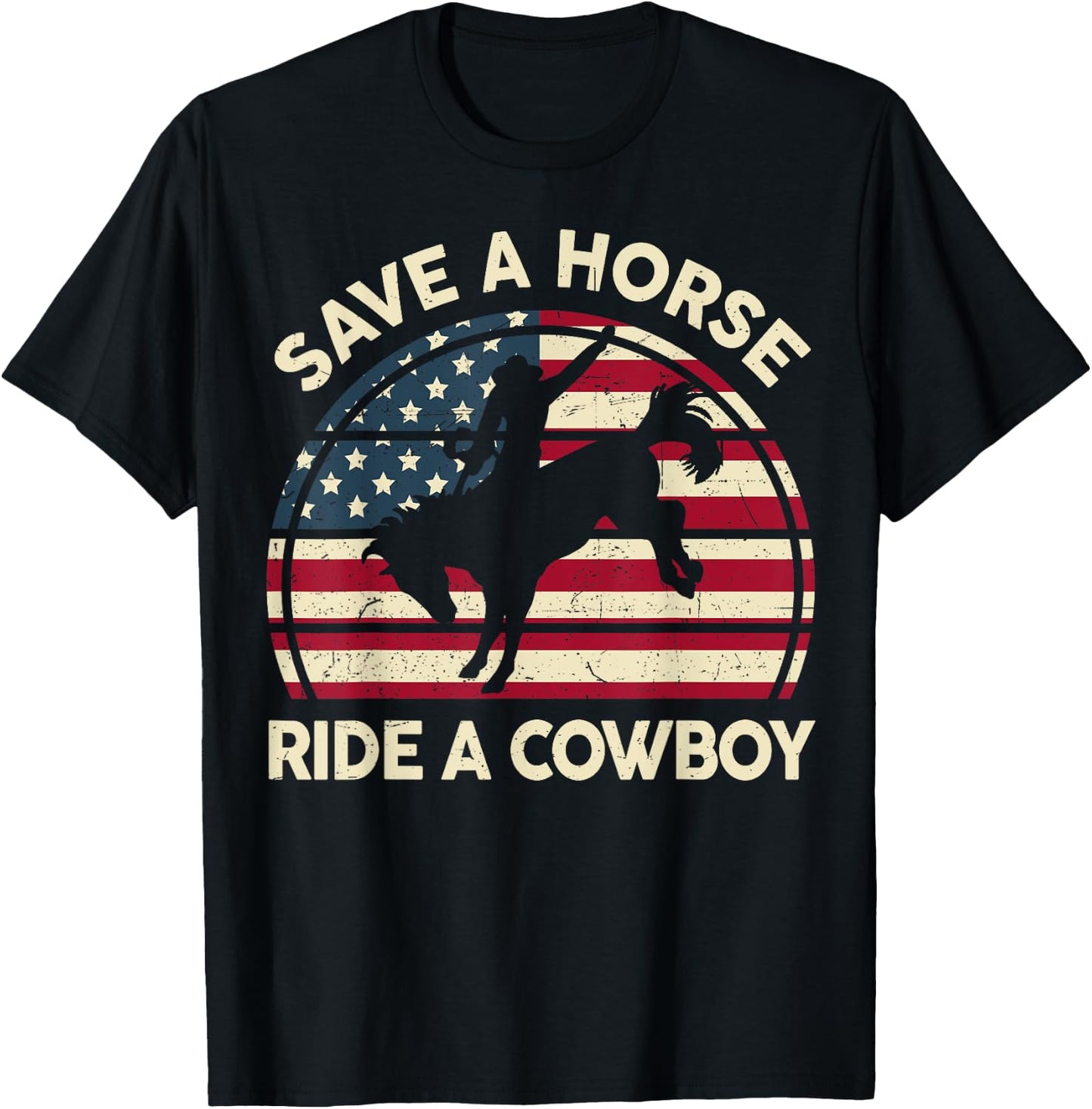 Funny Save A Horse Ride Cowboy-Shirt Men Women Western Rodeo T-Shirt - T-Shirt | Black