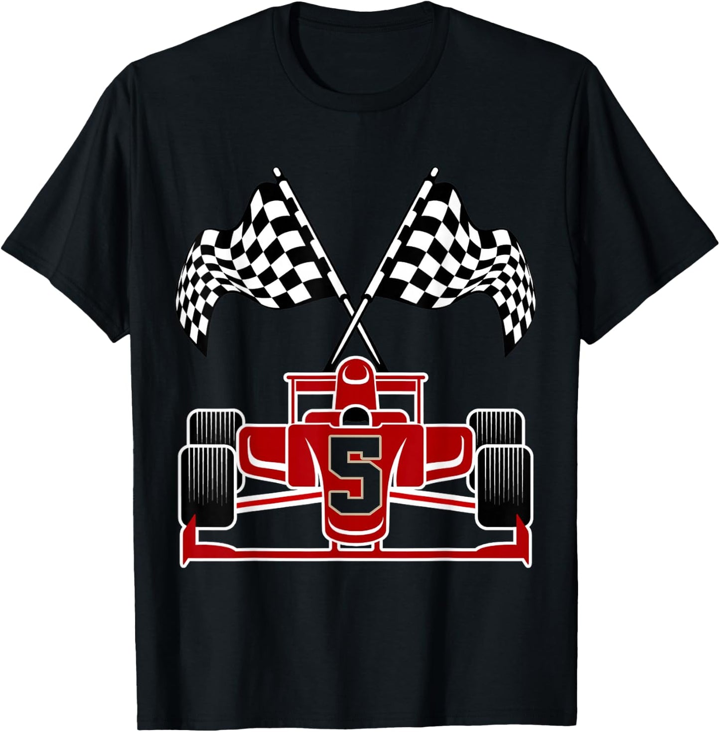 Kids Race Car 5th Birthday Party Racing Car Boys 5 Year Old T-Shirt - T-Shirt | Black