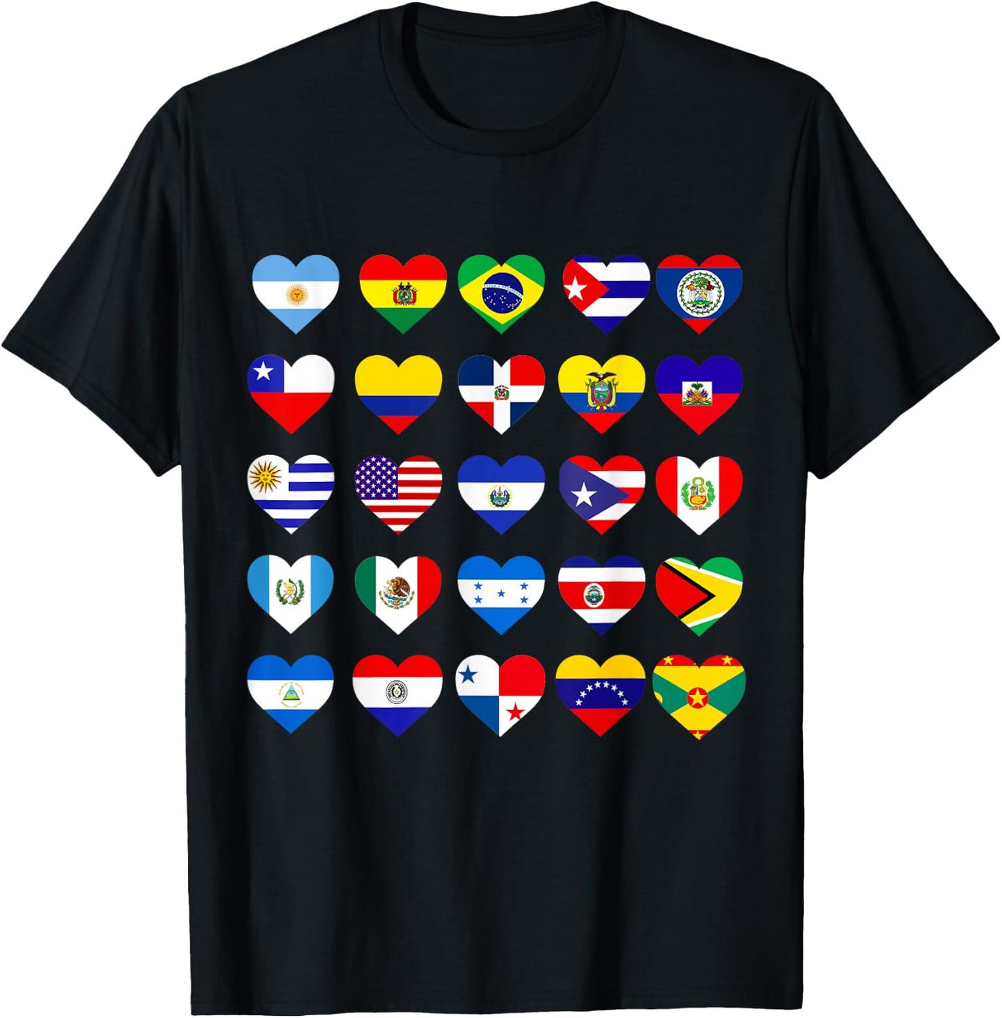 Mes de la Herencia Hispana Camiseta All Latin American Flags Countries Hispanic Latino Pride , Black T-Shirt - T-Shirt | Black