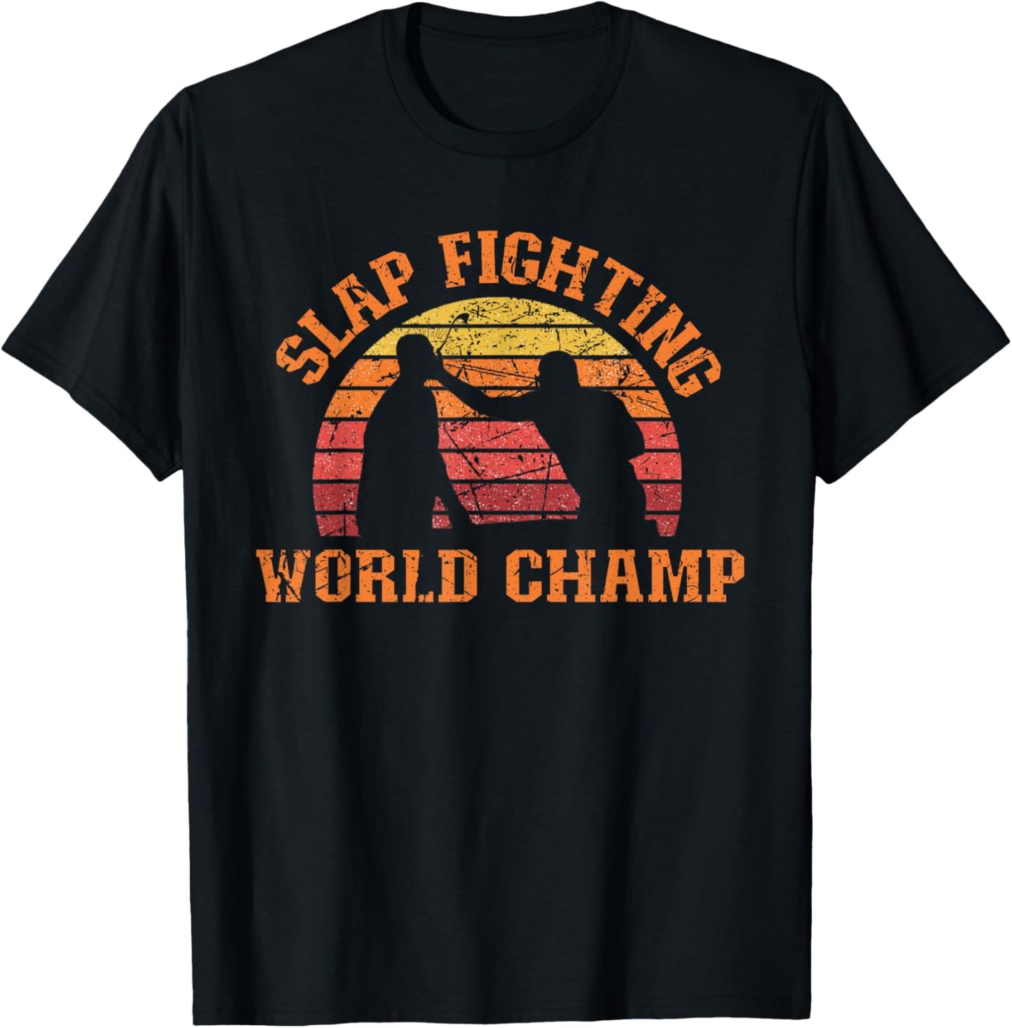 Retro Vintage Silhouette Slap Fighting T-Shirt - T-Shirt | Black
