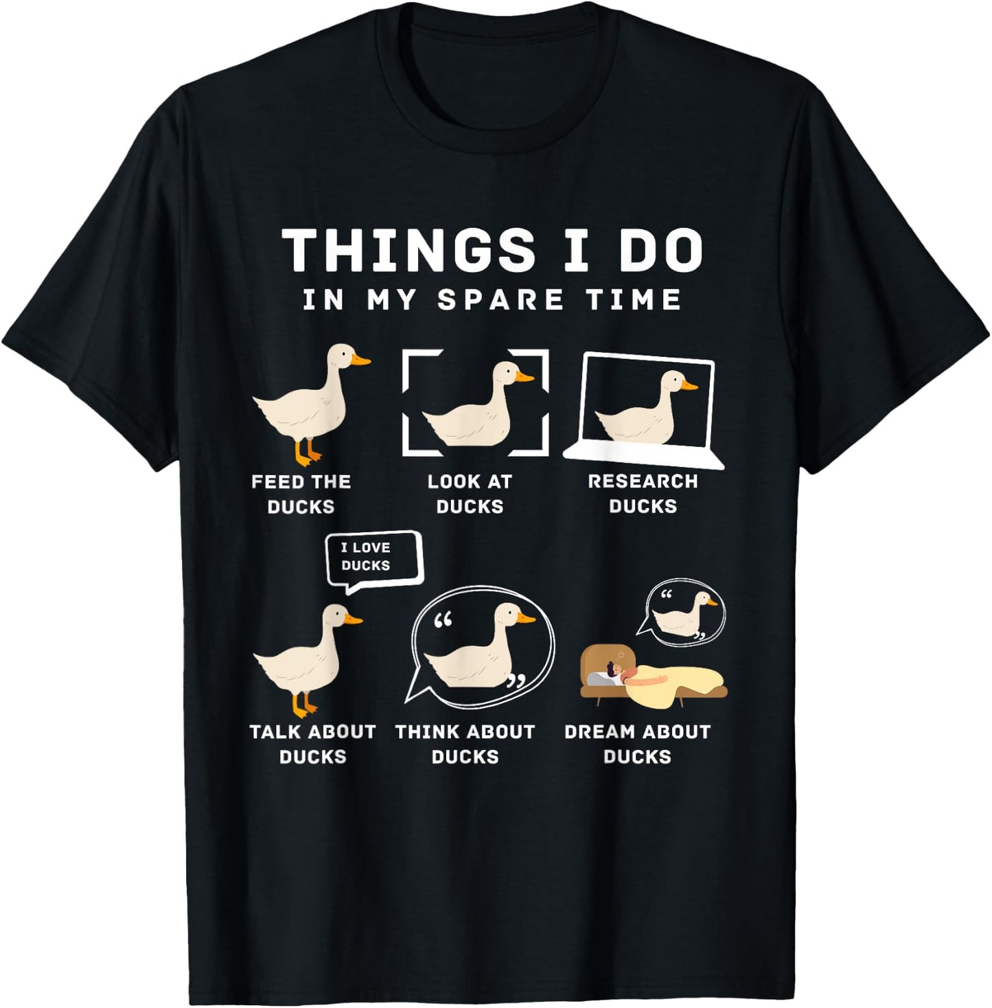 Things I Do In My Spare Time Ducks Love Cute Duck Moms Dads T-Shirt - T-Shirt | Black