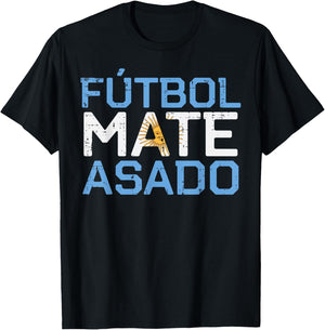 Argentina Futbol Mate Asado Flag Soccer Men Women Kids T-Shirt - T-Shirt | Black