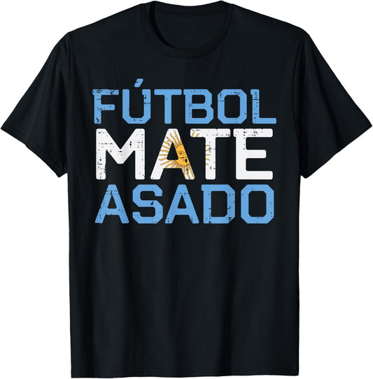 Argentina Futbol Mate Asado Flag Soccer Men Women Kids T-Shirt - T-Shirt | Black