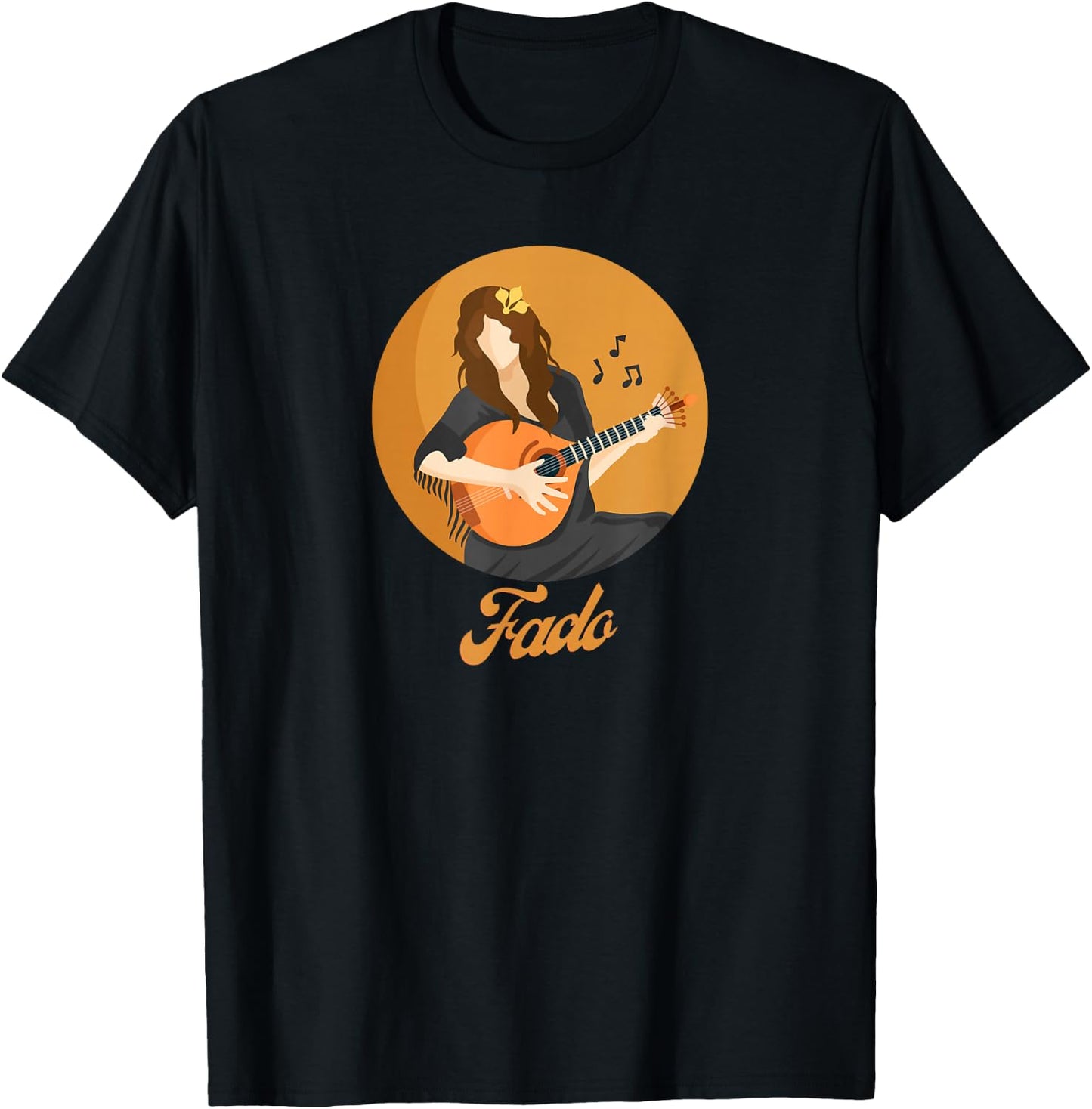 Fado Singer Portuguese Guitar T-Shirt - T-Shirt | Black