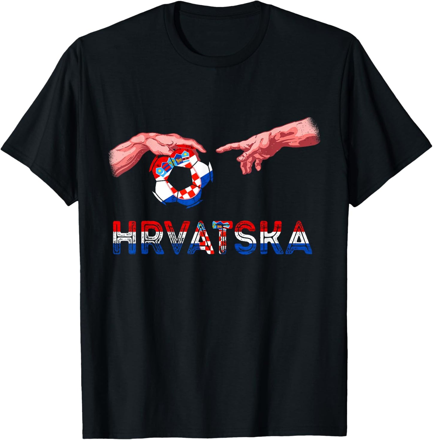 Croatia Hrvatska Soccer Team Reaching Hands Croatian Flag T-Shirt - T-Shirt | Black