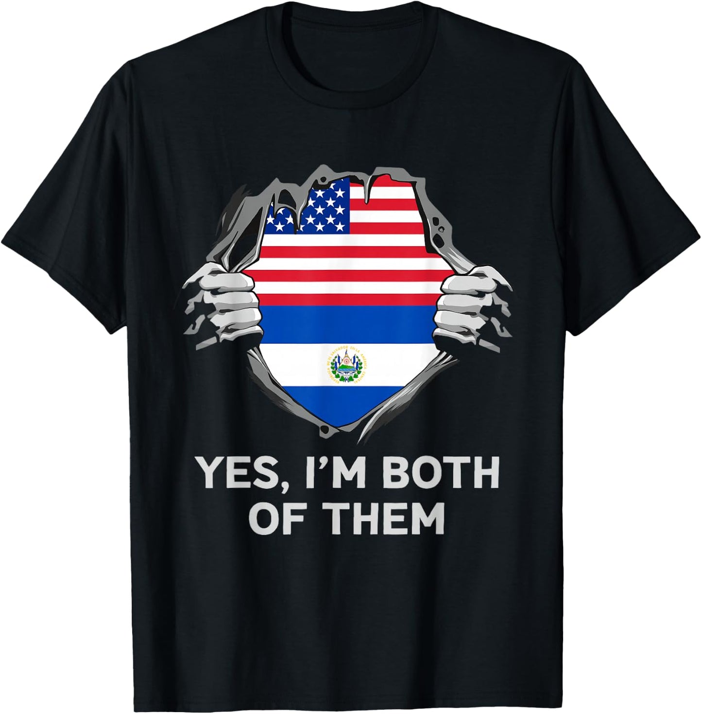 Half American Half Salvadoran USA El Salvador Flag T-Shirt - T-Shirt | Black