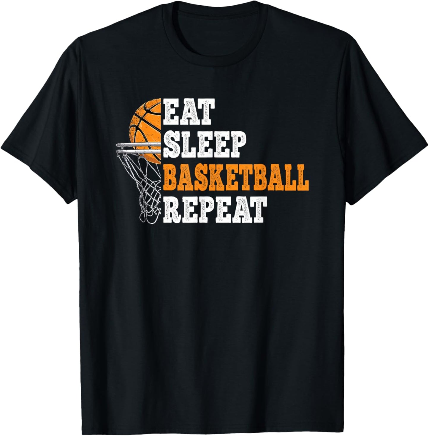 Eat Sleep Basketball Repeat Basketball Player Men Boys Kids T-Shirt - T-Shirt | Black