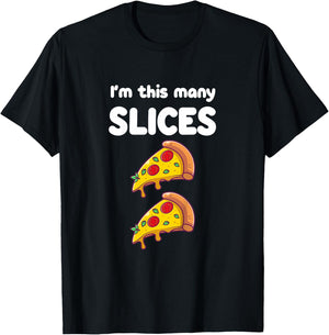 Cute Pizza 2nd Birthday I'm This Many Slices 2-Year-Old T-Shirt - T-Shirt | Black