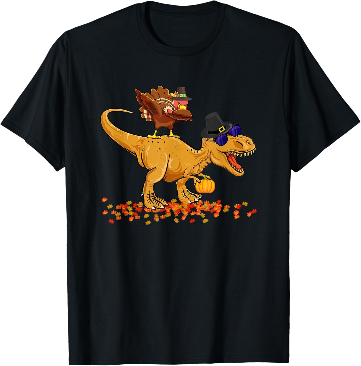 Thanksgiving Dinosaur Dabbing Turkey T-Rex Turkey Saurus Rex T-Shirt - T-Shirt | Black
