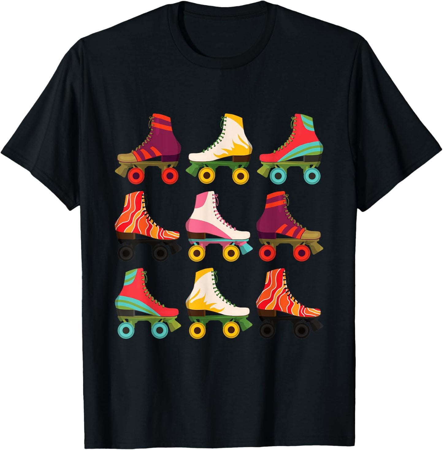 Retro Rollerskates 80's Derby Roller Skating for Teen Girls T-Shirt - T-Shirt | Black