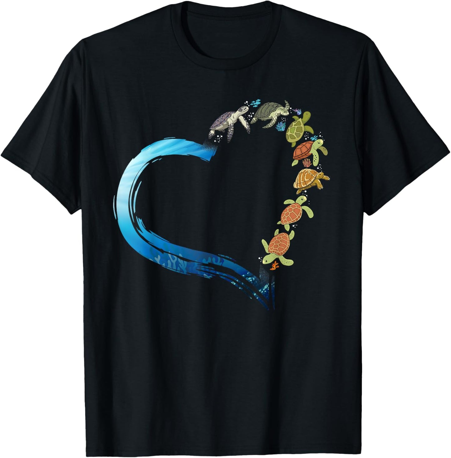 Sea Turtle Tortoise Heart T-Shirt - T-Shirt | Black